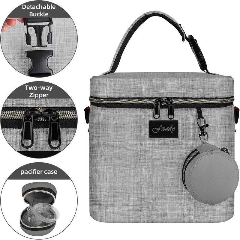 Fxady Breastmilk Cooler Bag with Ice Pack, Insulated Baby Bottle Tote Bag for 6 Bottles Up to 9 oz, Clip-On Pouch for Baby Essentials, Leakproof, Waterproof, Shoulder Strap for Nursing Moms - Image 5
